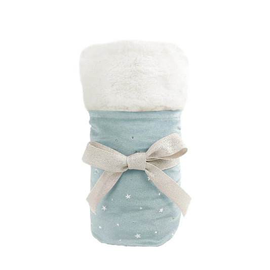 Celestial Velvet and Faux Fur Baby Blanket-Ice Blue