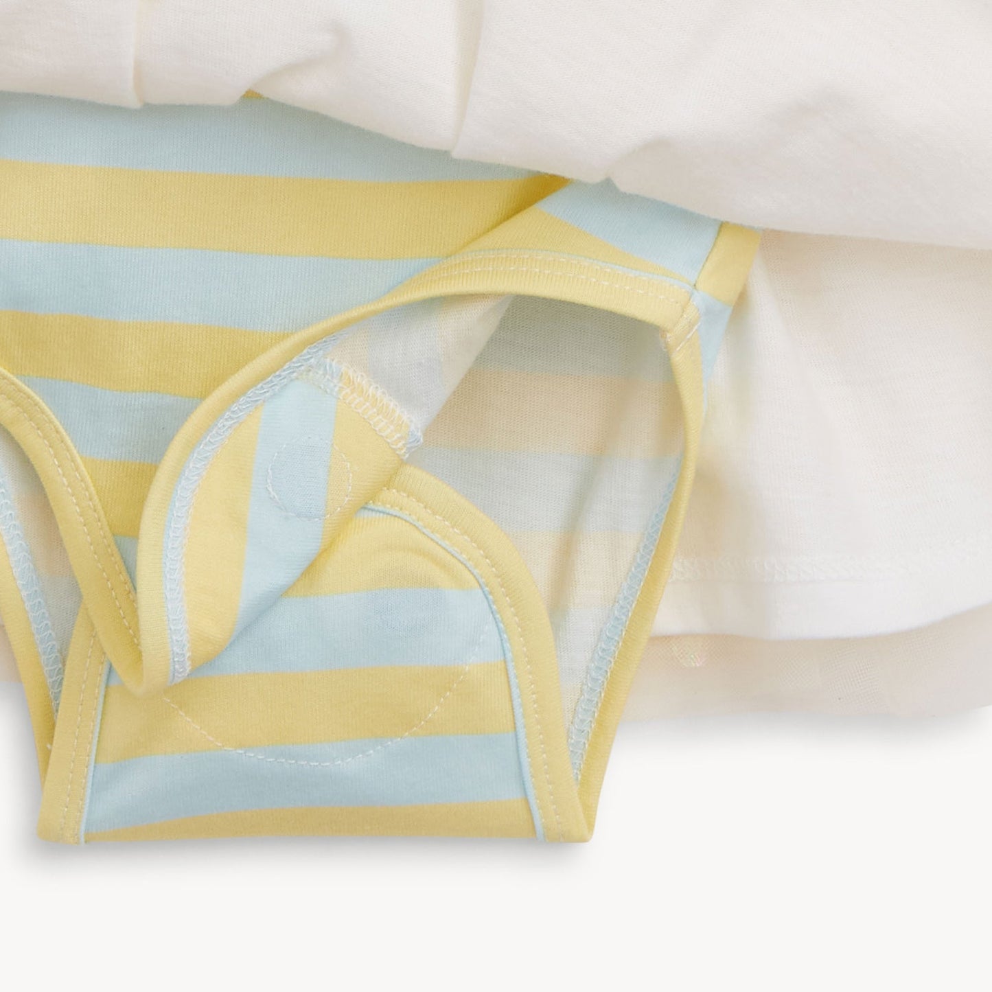 Lemon Cream Stripe Flutter Slv Bodysuit Tutu Dress