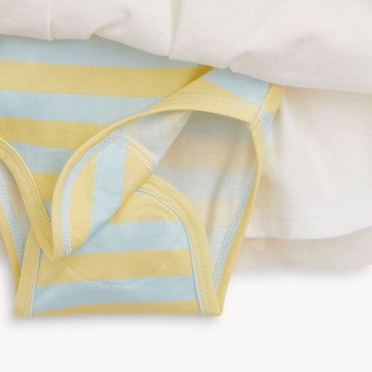 Lemon Cream Stripe Flutter Slv Bodysuit Tutu Dress