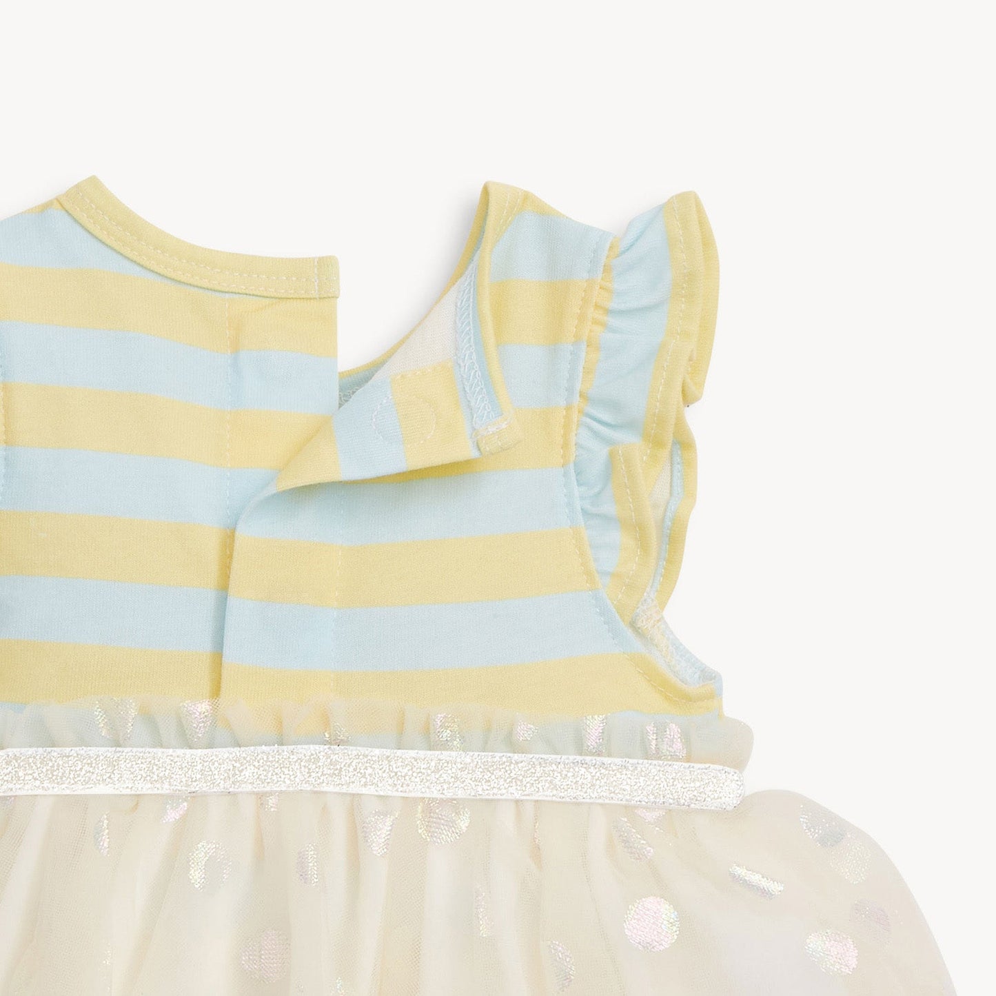Lemon Cream Stripe Flutter Slv Bodysuit Tutu Dress