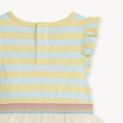 Lemon Cream Stripe Flutter Slv Girls Tutu Dress
