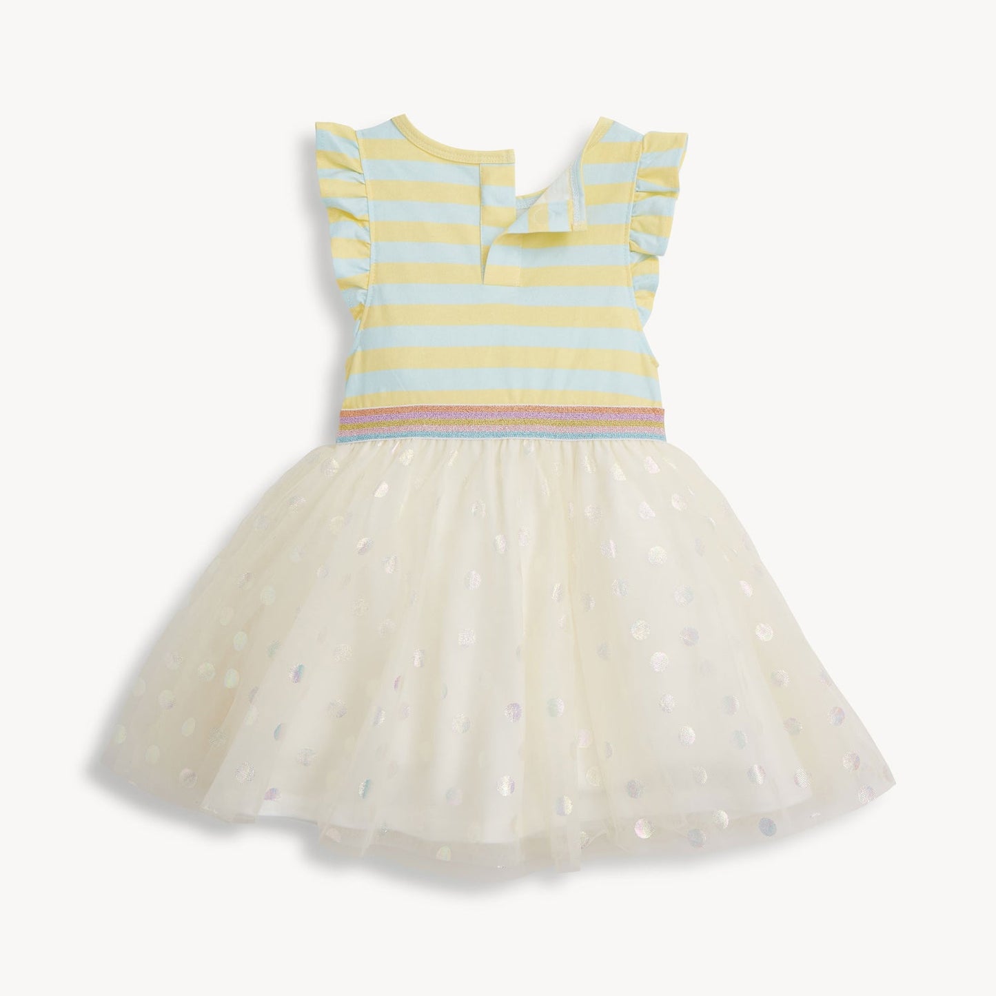 Lemon Cream Stripe Flutter Slv Girls Tutu Dress