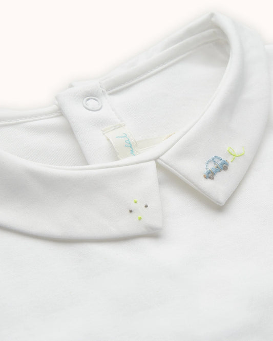 ETHAN - EMBROIDERED POINTY COLLAR ONESIE - CAR