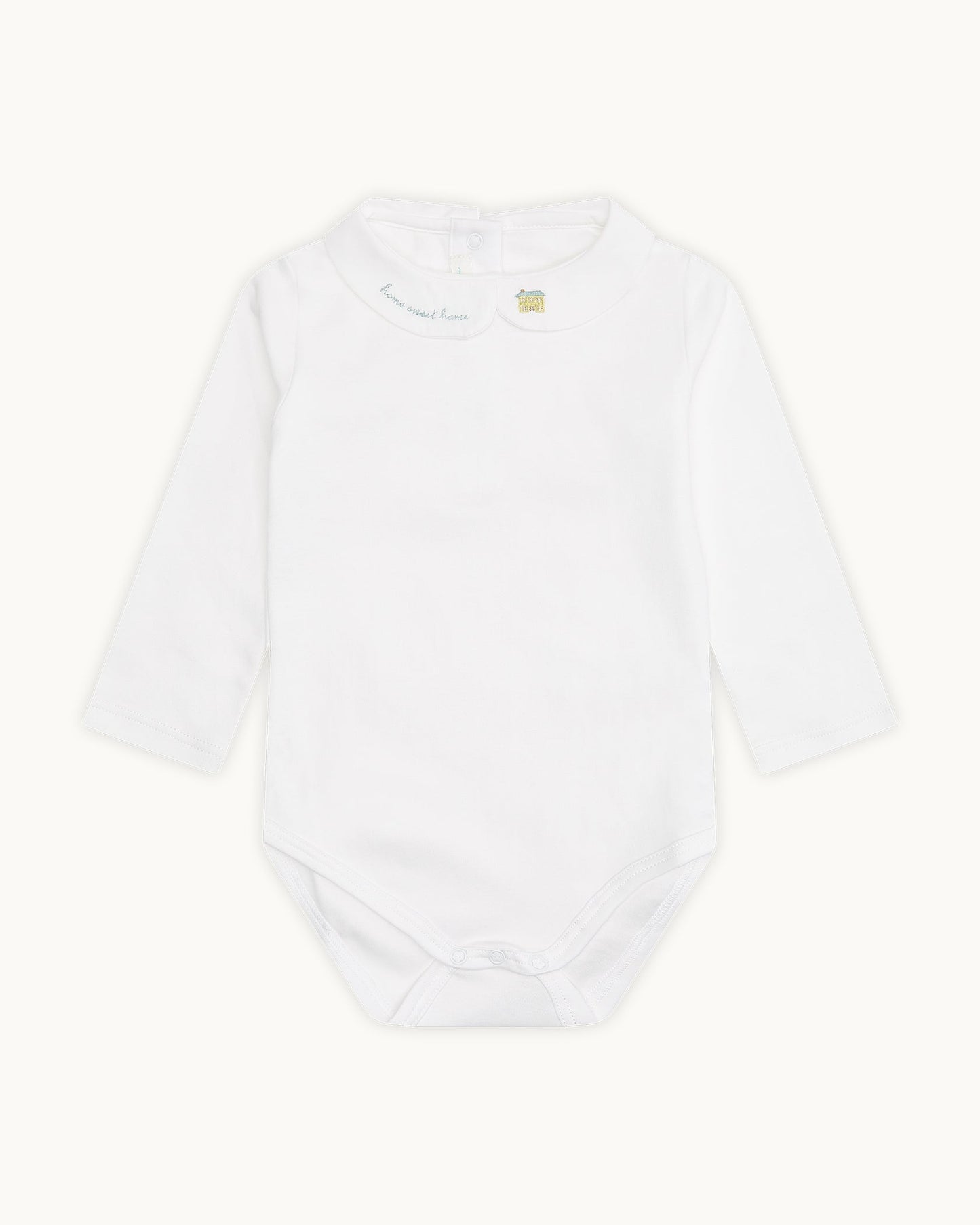 Home Sweet Home Peter Pan Collar Onesie - Blue