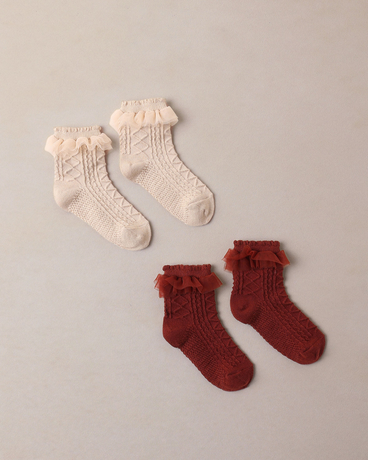 Noralee Ruffle Socks Pearl, Ruby