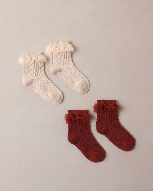 Noralee Ruffle Socks Pearl, Ruby