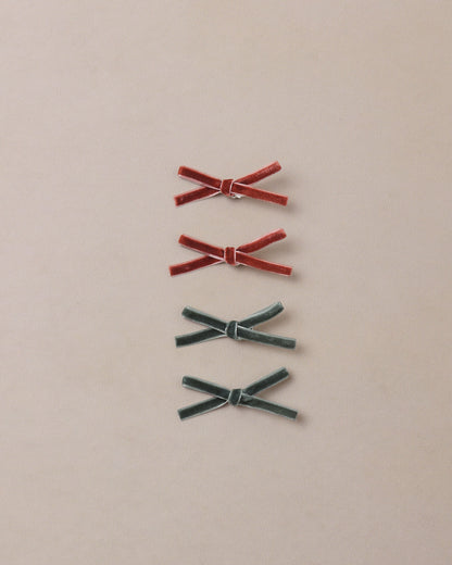Noralee Mini Ribbon Bows Green, Ruby