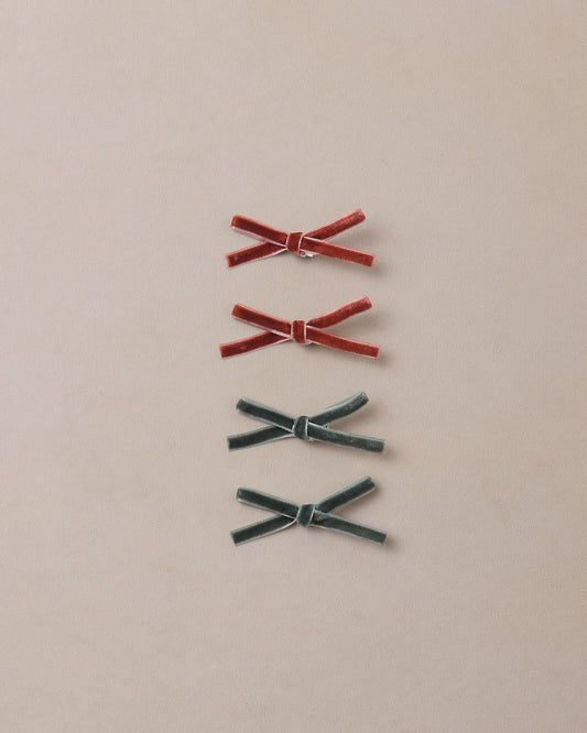 Noralee Mini Ribbon Bows Green, Ruby