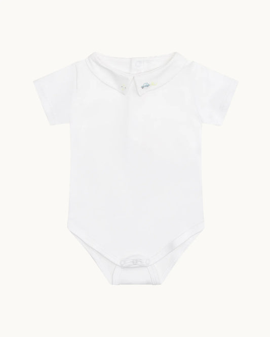 ETHAN - EMBROIDERED POINTY COLLAR ONESIE - CAR