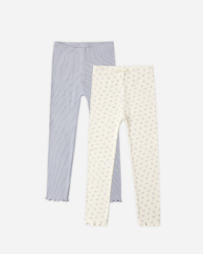 Ribbed Legging Set - Natural, Periwinkle