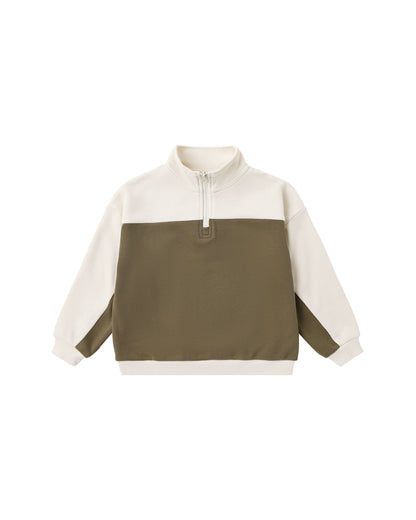 Rylee + Cru Quarter Zip Crew Olive
