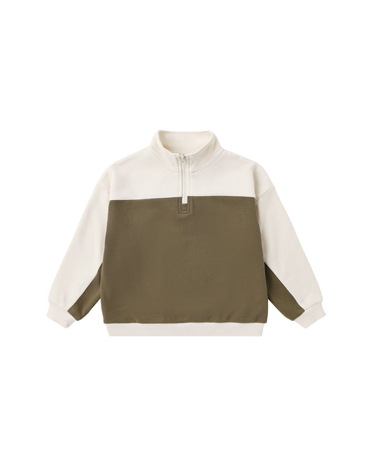 Rylee + Cru Quarter Zip Crew Olive