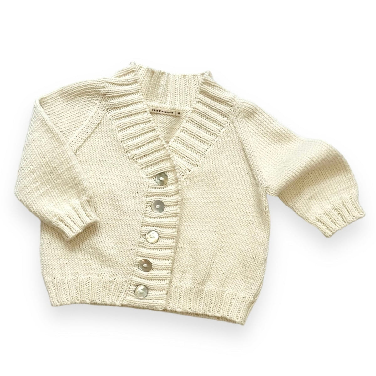 TANE Organics High V-Neck Cardigan in Organic Cotton