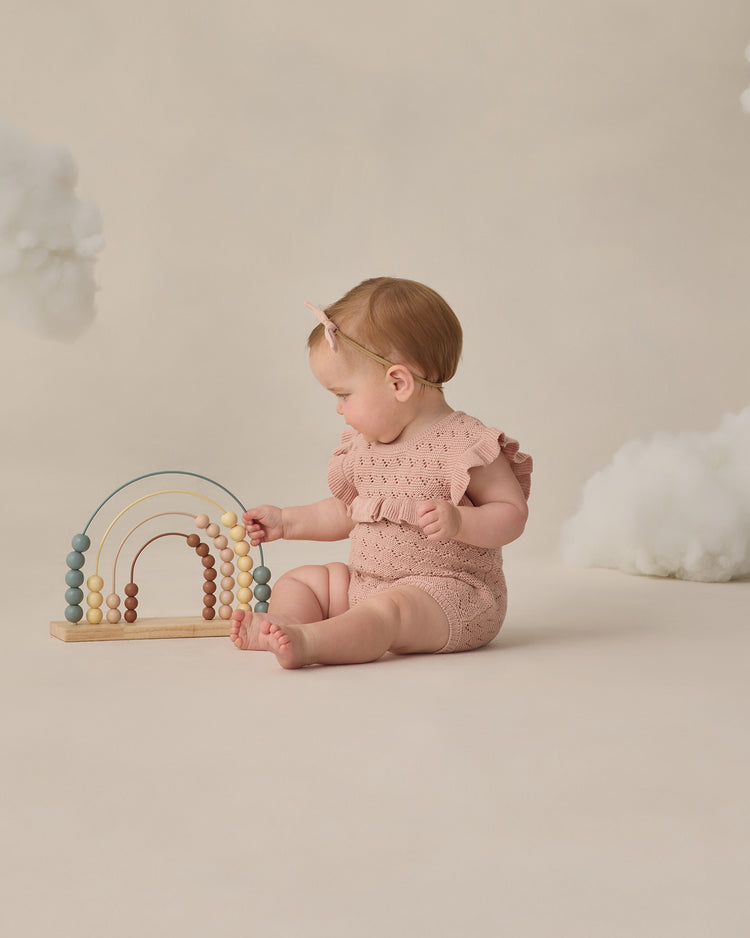 Pointelle Ruffle Romper Blush