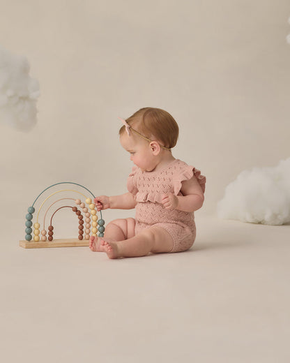 Pointelle Ruffle Romper Blush