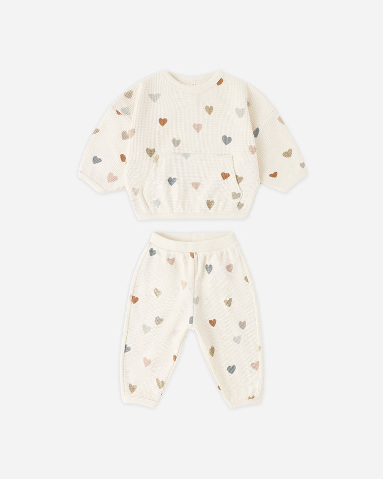 Waffle Sweater Set Confetti Hearts