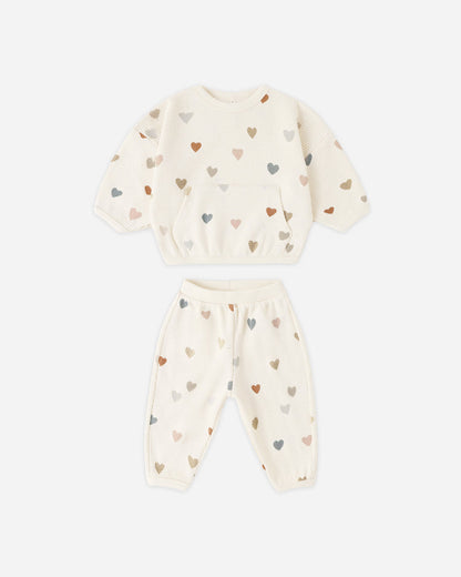 Waffle Sweater Set Confetti Hearts