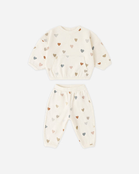 Waffle Sweater Set Confetti Hearts