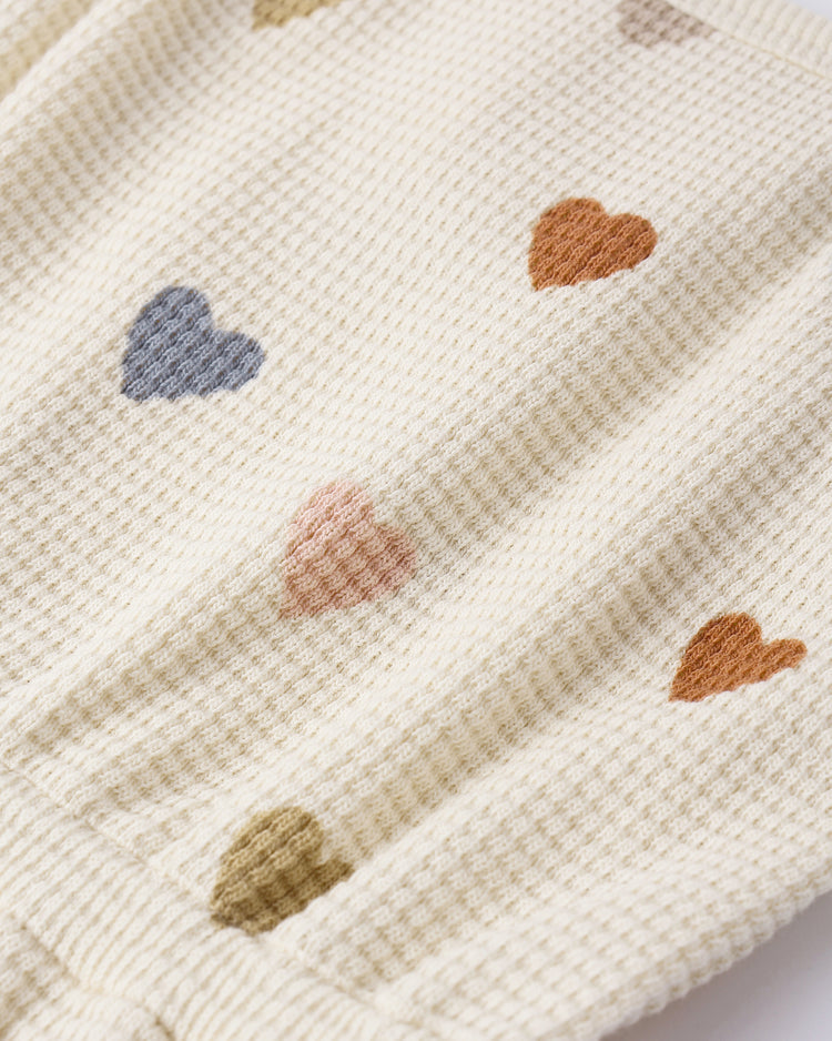 Waffle Cinch Romper Confetti Hearts