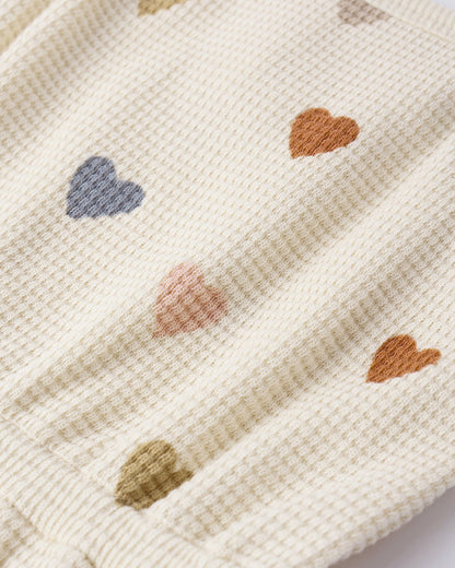 Waffle Cinch Romper Confetti Hearts