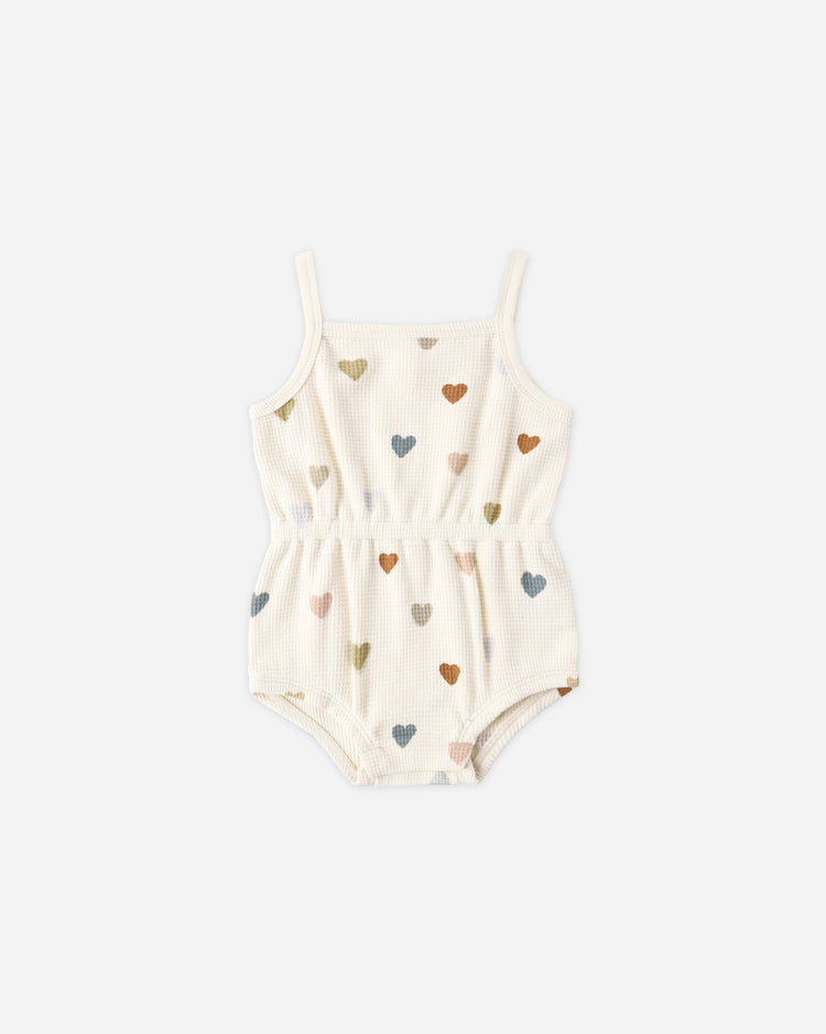 Waffle Cinch Romper Confetti Hearts