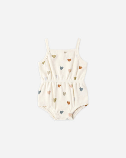 Waffle Cinch Romper Confetti Hearts