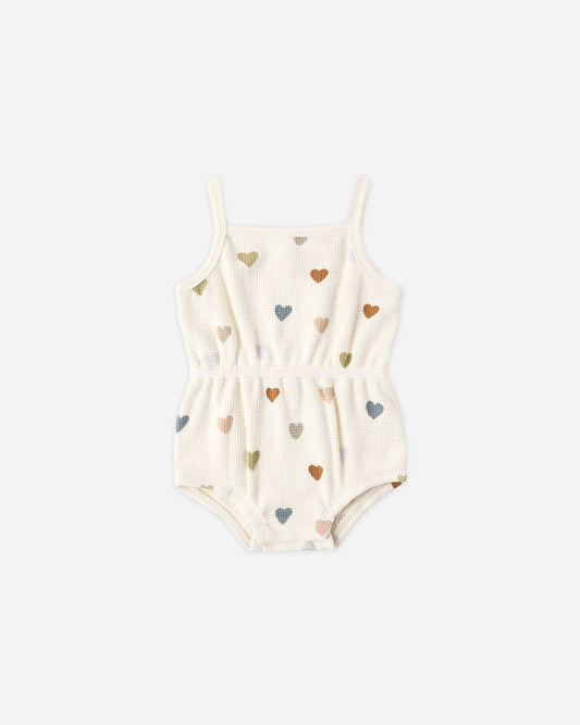 Waffle Cinch Romper Confetti Hearts