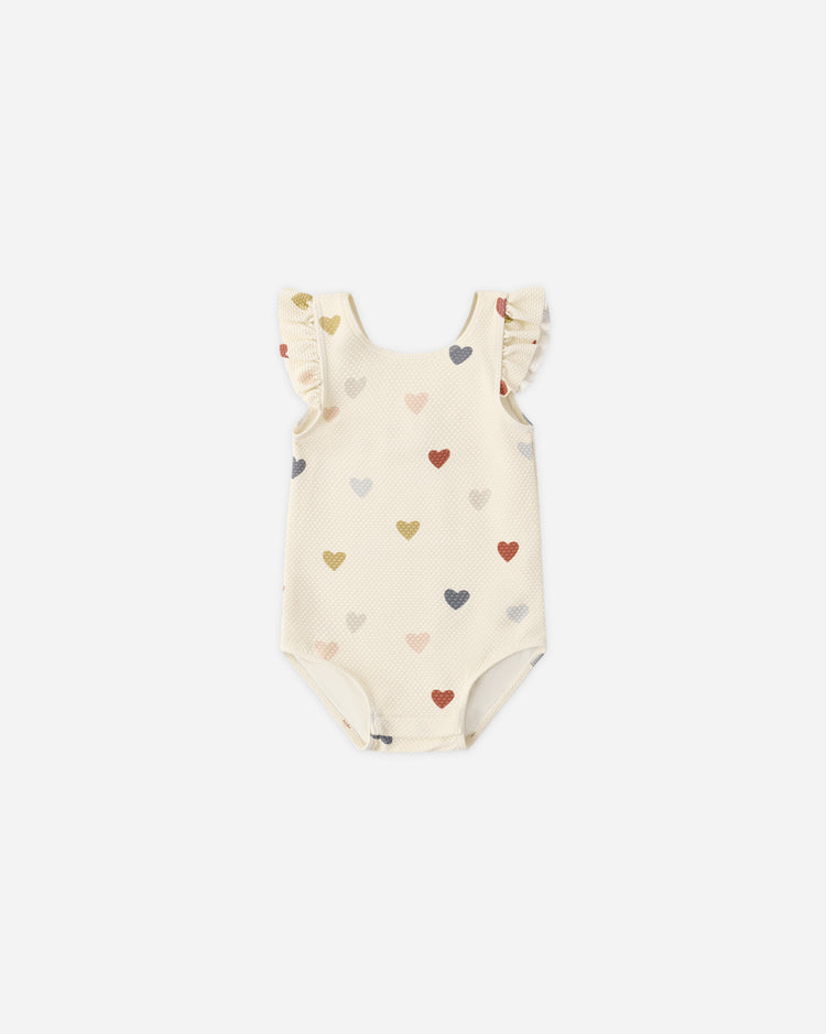 Scoop Back One-Piece Swimsuit Confetti Hearts