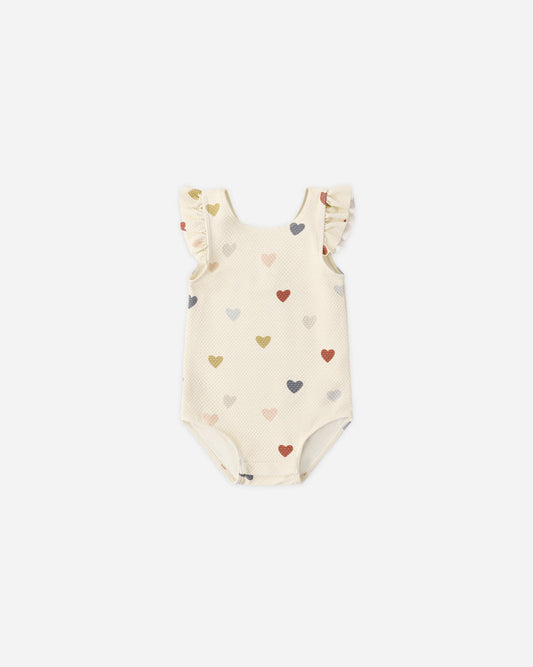 Scoop Back One-Piece Swimsuit Confetti Hearts