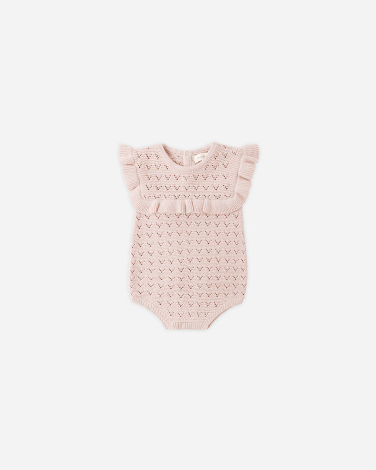 Pointelle Ruffle Romper Blush