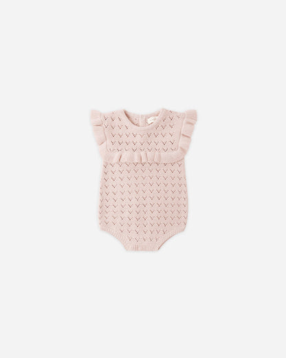 Pointelle Ruffle Romper Blush