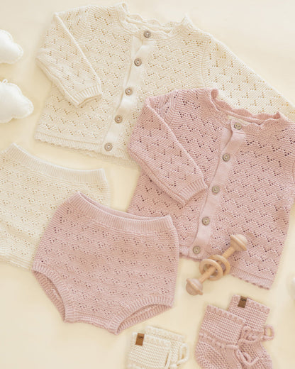 Scalloped Cardigan Blush