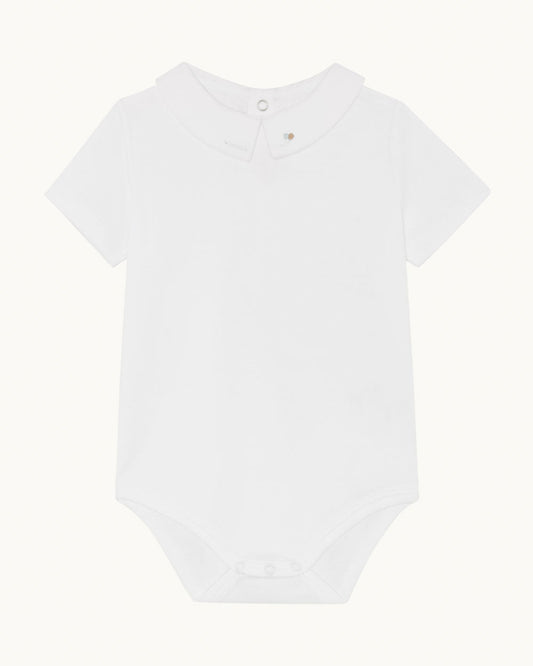 Aubrey Race Car Embroidered Collar Short Sleeve Onesie