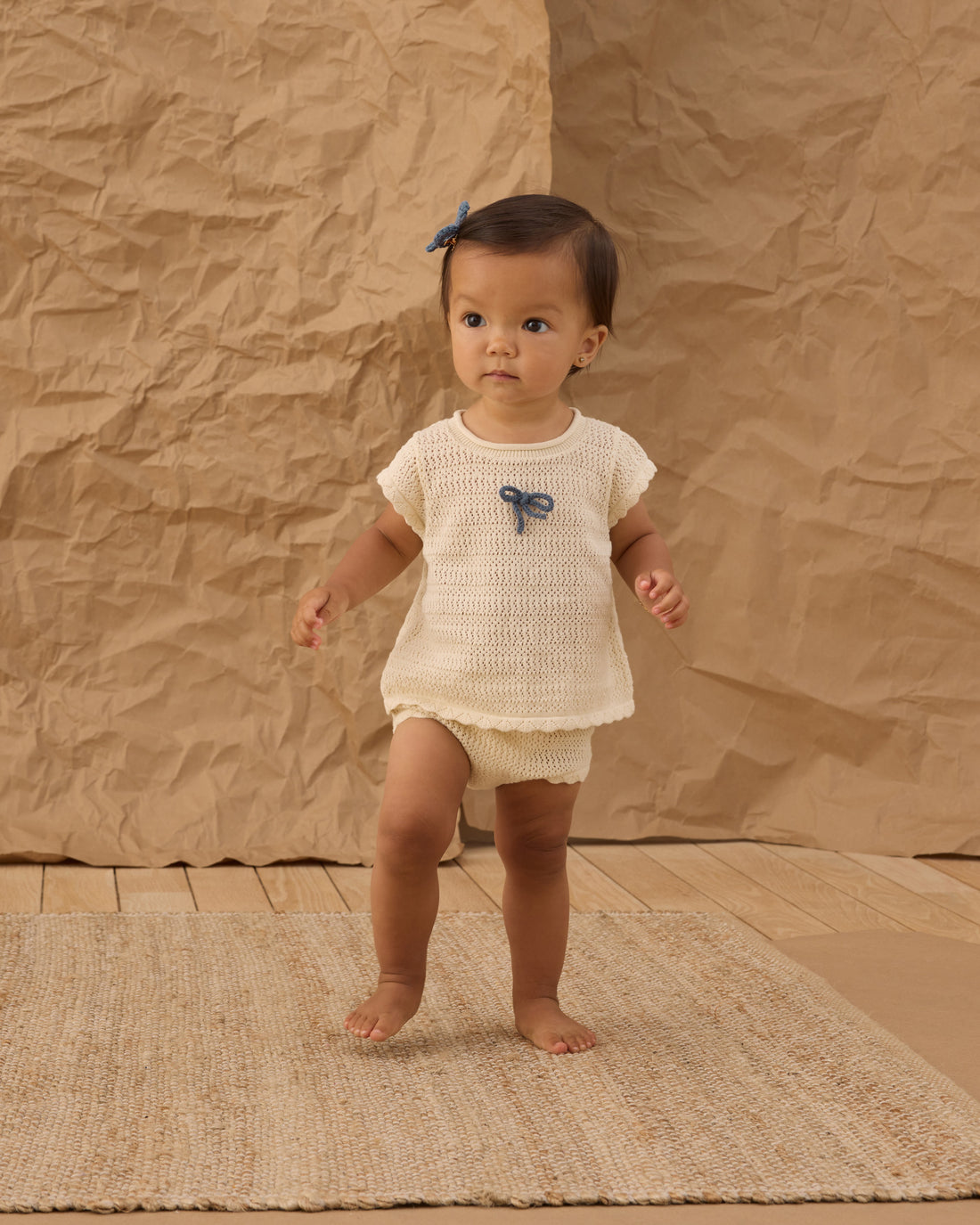 Scallop Knit Baby Set - Natural