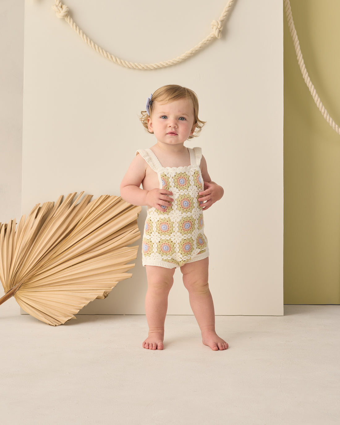 Crochet Romper - Citron Daisy Check