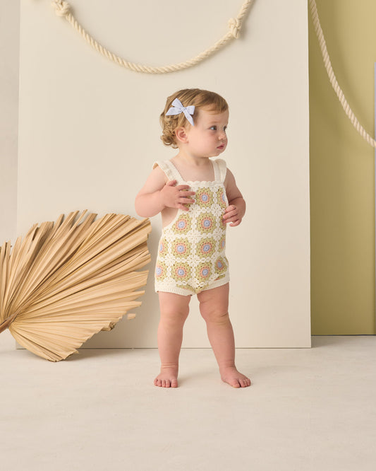 Crochet Romper - Citron Daisy Check