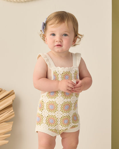 Crochet Romper - Citron Daisy Check