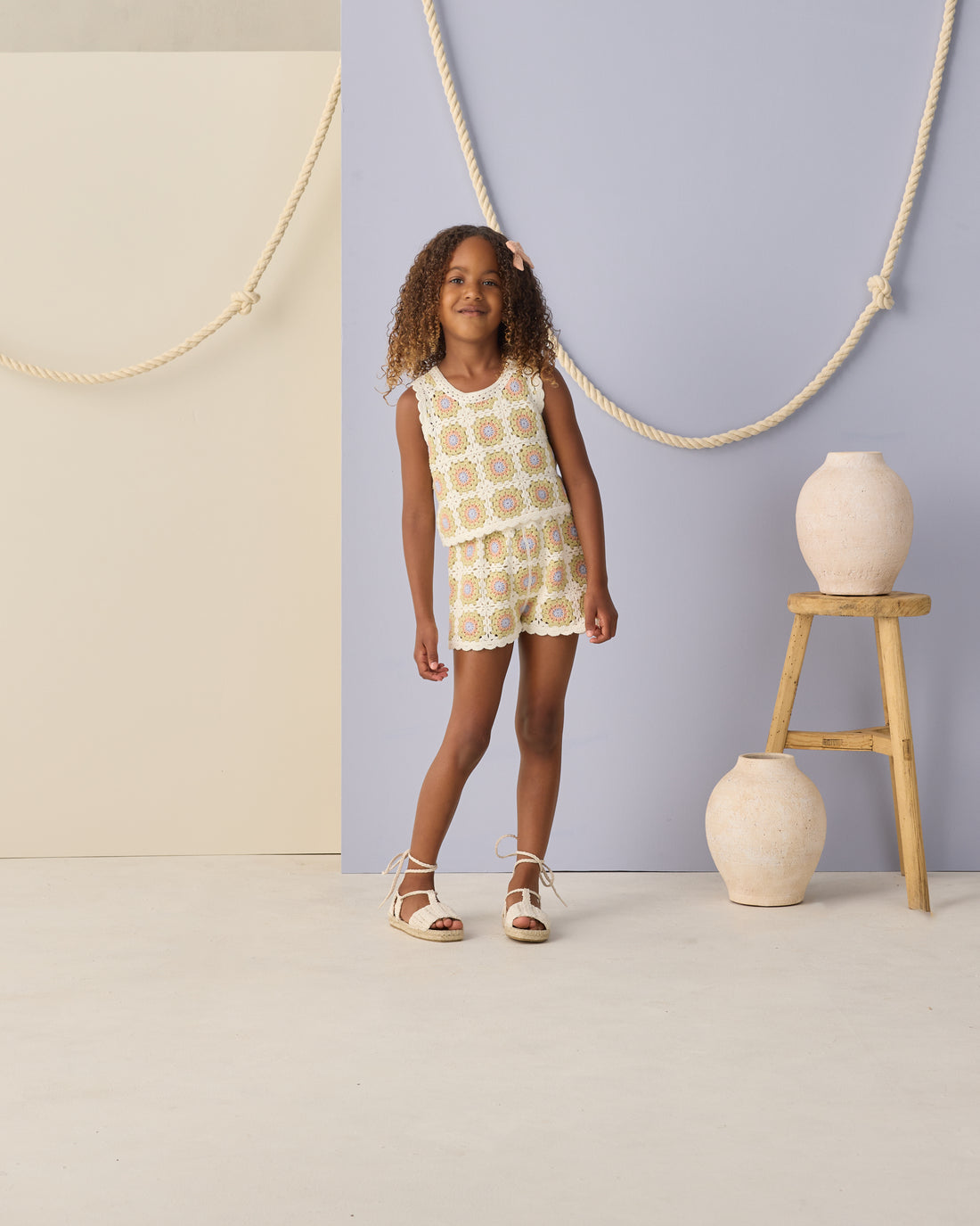 Crochet Tank Set - Citron Daisy Check