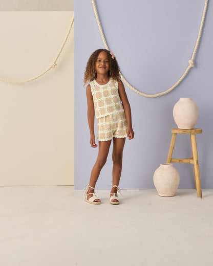 Crochet Tank Set - Citron Daisy Check