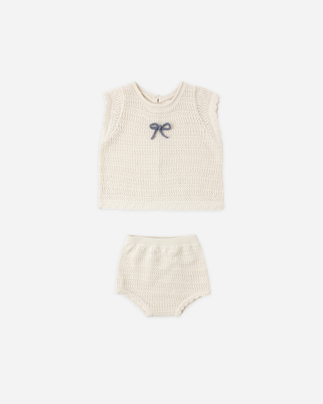 Scallop Knit Baby Set - Natural