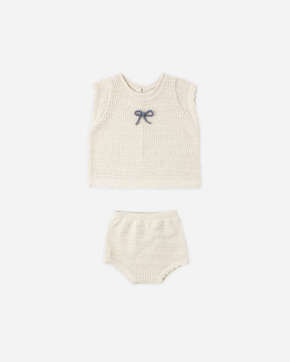 Scallop Knit Baby Set - Natural