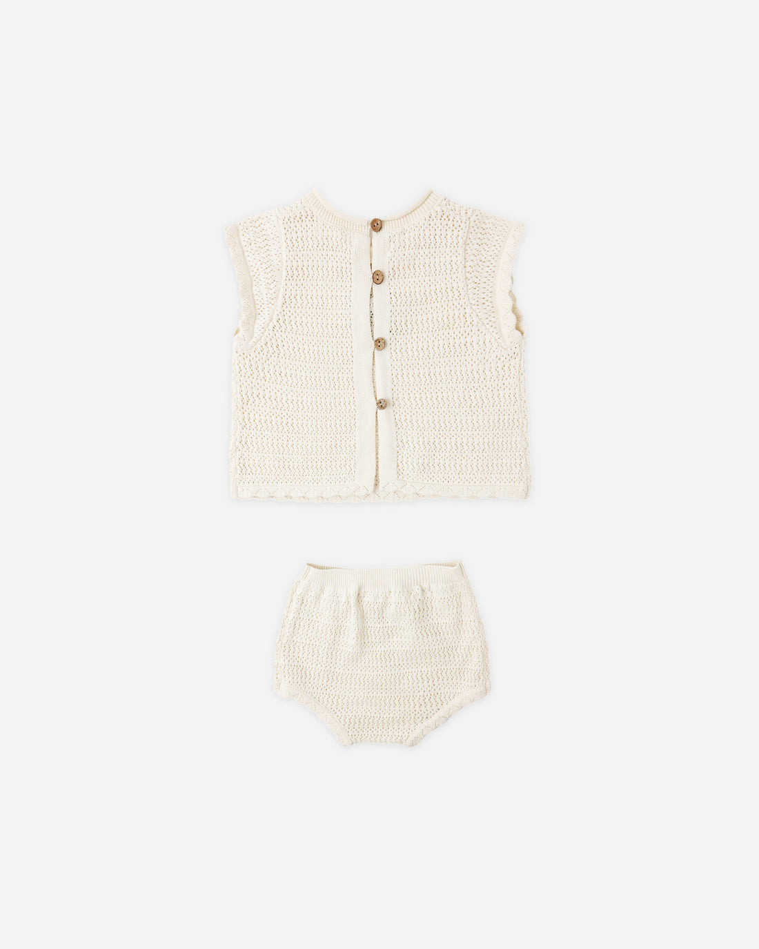 Scallop Knit Baby Set - Natural