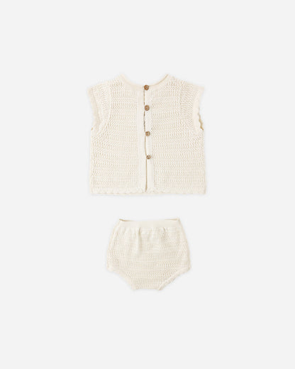 Scallop Knit Baby Set - Natural