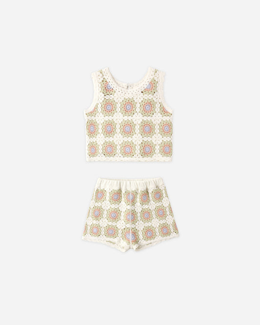 Crochet Tank Set - Citron Daisy Check
