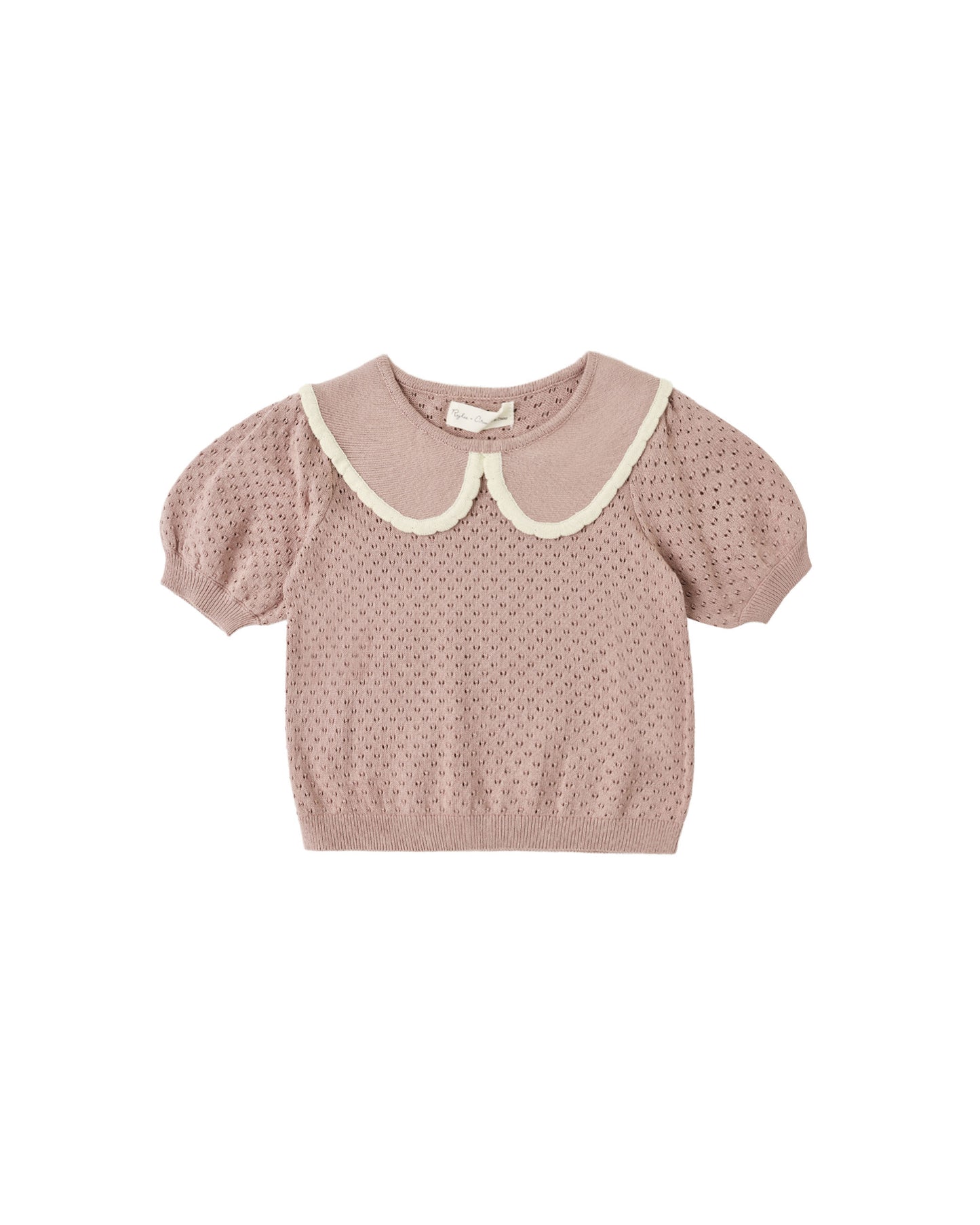 Pointelle Collared Top Rosewood