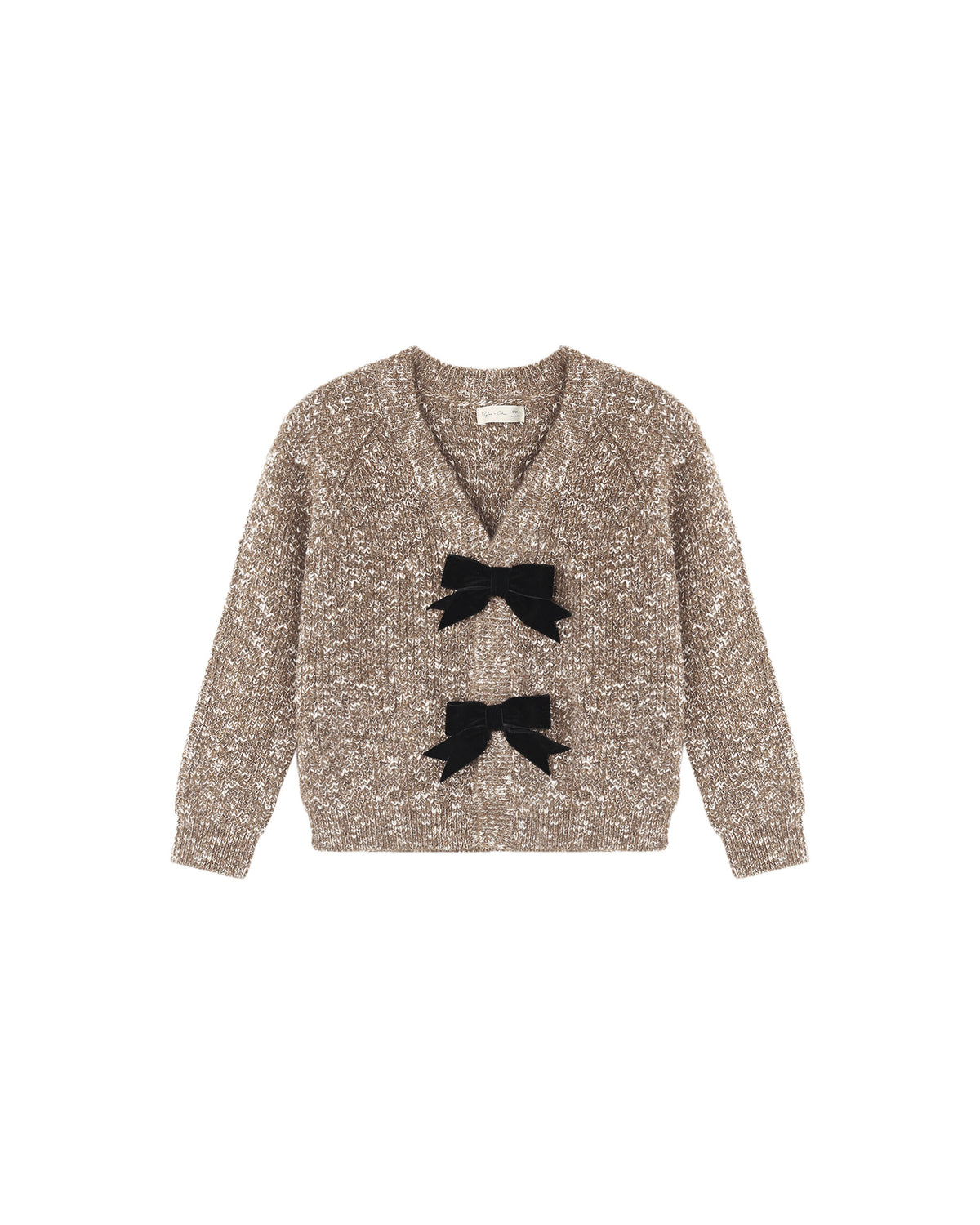 Rylee + Cru Bow Cardigan Heathered Stone