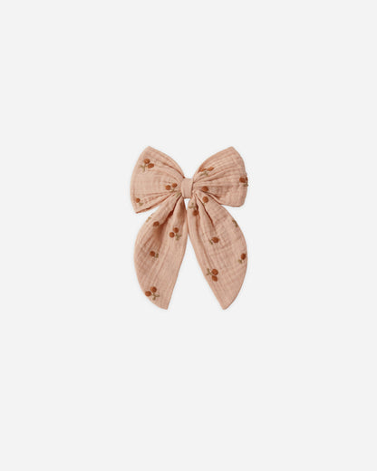 Oversized Bow - Cherry Embroidery