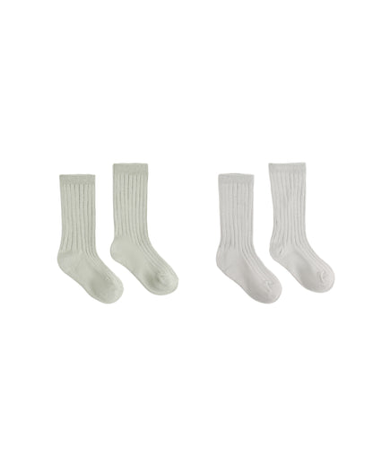 Ribbed Socks, 2-Pack Fog, Sage