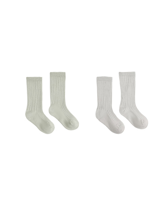 Ribbed Socks, 2-Pack Fog, Sage
