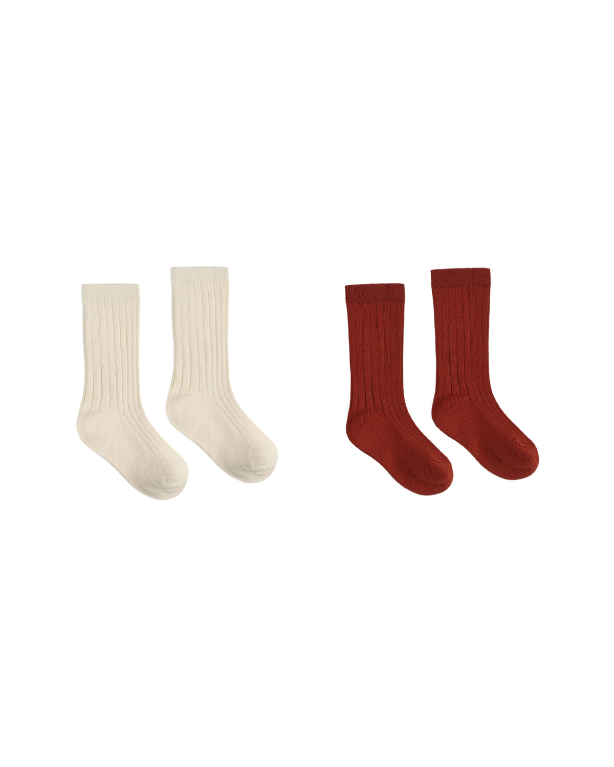 Rylee + Cru Ribbed Socks, 2-Pack Brick, Natural
